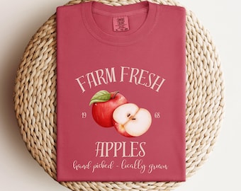 Apple Comfort Colors® Shirt, Farm Fresh Apples Shirt, Farmers Market Apple Shirt, Cottagecore Apple Comfort Colors® Shirt, Apple Lover Gift