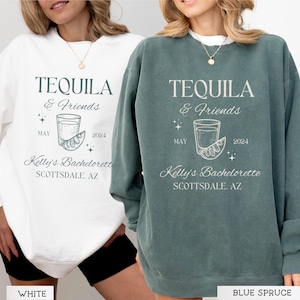 Custom Mexico Tequila and Friends Bachelorette Group Sweatshirts, Custom Tequila Bachelorette Sweatshirts,  Personalized Tequila Mexico Bach