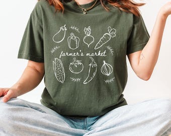 Farmers Market Vegetable Comfort Colors® Shirt, Vegetable Lovers Cottagecore Tshirt, Farmers Market Comfort Colors® Tee, Summer Veggie Tee