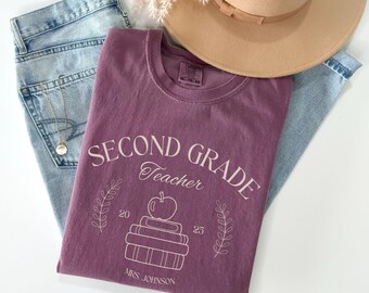 Comfort Colors® Teacher Shirts 2nd Grade, Custom 2nd Grade Teacher Shirt, Second Grade Teacher Shirt, Teacher Appreciation Gift, Teacher Tee