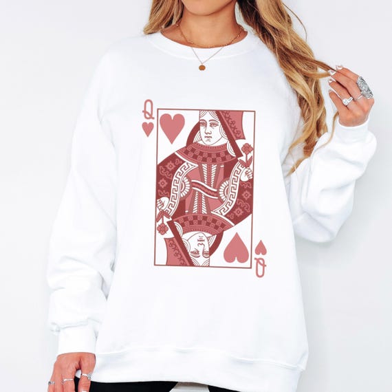 Queen of Hearts Boho Graphic Sweatshirt, Retro Queen of Hearts
