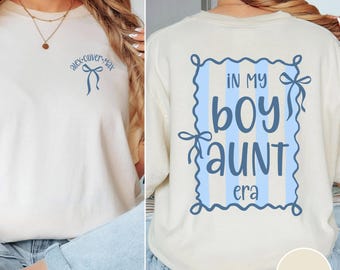 In My Boy Aunt Comfort Colors® Shirt, Custom Boy Aunt Shirt With Names, New Aunt Custom Gift, Trendy Boy Aunt Coquette Tee, Aunt Bday Gift