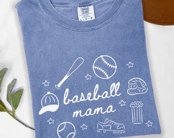 Baseball Mom Comfort Colors® Shirt, Custom Baseball Mama Tshirt, Sports Mom Gameday Shirt, Trendy Baseball Mama Shirt, Mothers Day Gift