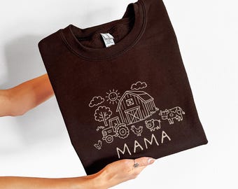 Sudaderas de cumpleaños de granja para la familia: suéteres de primer cumpleaños con temática de animales de granja Mama Dada