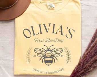 First Bee Day Birthday Shirt, Bee Theme 1st Birthday Tshirt, Bumble Bee Birthday Shirt for Mama Dada, Bee First Birthday Matching Family Tee
