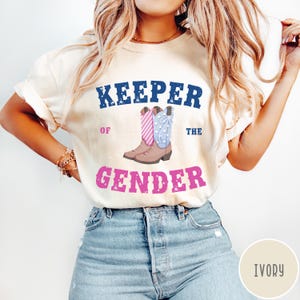 Keeper of the Gender Comfort Colors® Shirt, Gender Reveal Party Shirts, Boots or Bows Baby Shower Reveal Shirt, Gender Keeper Reveal T-Shirt