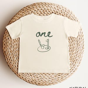 Golf Themed 1st Birthday Tshirts for Family, Hole In One Golf Birthday Shirts for Mom and Dad, Golf First Birthday Matching Family Tshirts Natural