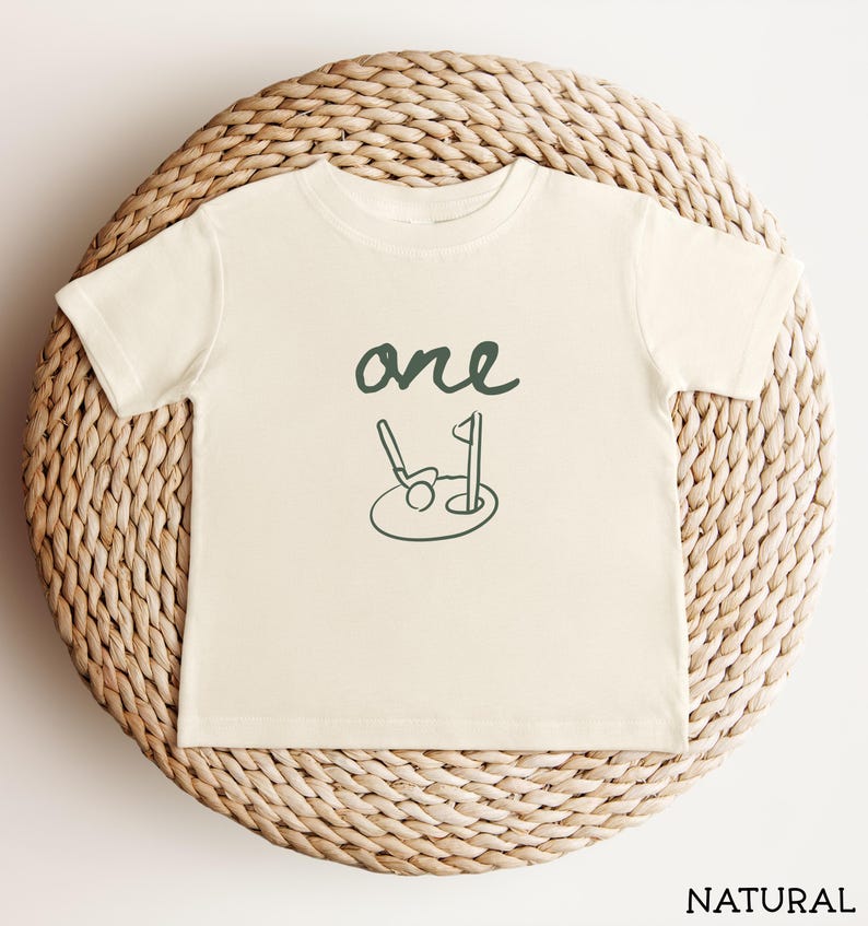 Golf Themed 1st Birthday Tshirts for Family, Hole In One Golf Birthday Shirts for Mom and Dad, Golf First Birthday Matching Family Tshirts Natural