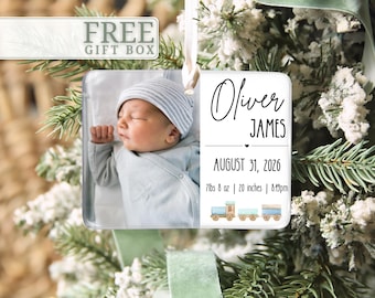Birth Stats Ornament, Personalized Birth Stats Christmas Ornament Gifts for Baby First Christmas Ornament New Born Baby Stats Keepsake Gift