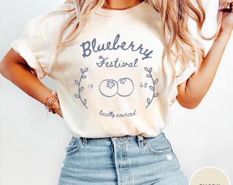 Blueberry Vintage Comfort Colors® Shirt, Blueberry Festival Cottagecore Shirt, Blueberry Comfort Colors® Shirt, Summer Fruit Blueberry Shirt