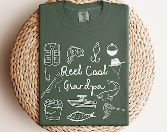 Reel Cool Grandpa Comfort Colors® Fishing Shirt, Fishing Gift for Grandpa, Fisherman Fathers Day Gift, Fisherman Grandpa Tshirt, Fishing Tee