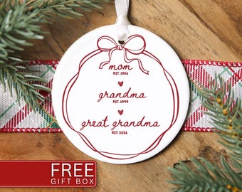 Great Grandma Ornament, Great Grandma Christmas Ornament New Great Grandma to be Great Grandma Announcement Gift Great Grandma Est Keepsake