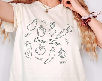 Gardening Crop Top Shirt Comfort Colors®, Crop Top Vegetable Garden Shirt, Farmers Market Vegetable Lover Gift, Farmers Market Vegetable Tee