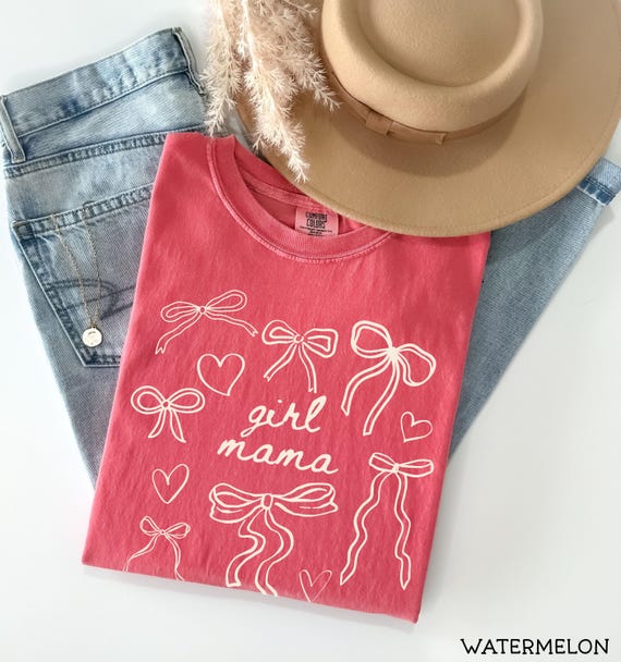 Girl Mama Comfort Colors® Shirt, Coquette Girl Mama Tshirt, Girl Mama Mothers Day Gift, Shirt for Mom of Girls, Coquette Bow Mama Tshirts