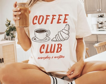Coffee Club Comfort Colors® Shirt, Retro Coffee Club Shirt, Coffee Lover Shirt, Vintage Coffee Graphic Tee, Y2K Aesthetic Coffee Lover Gift