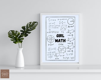 Girl Math - Digital Download Art Print - STEM - Multiple Sizes