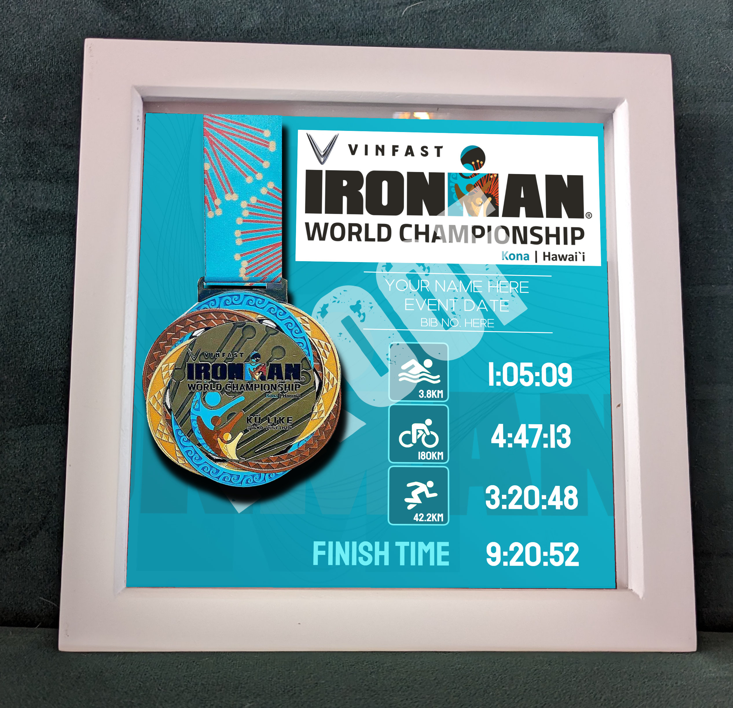 Ironman or Halfironman Medal Presentation Frame 22cm X 22cm, Available