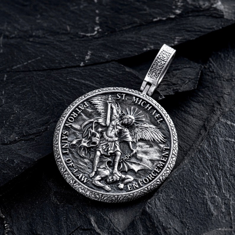 Saint Michael Archangel Amulet Pendant – 925 Sterling Silver Handmade UK