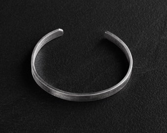 Sterling Silver 925 Cuff Bracelet: Minimalist Mens Silver Bangle