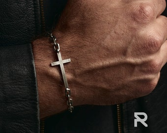 CROSS SIGN BRACELET, Religious Bracelet, Strength Of Faith 925 Sterling Silver Bracelet, Minimalist Faith Bracelet Gift For Christmas