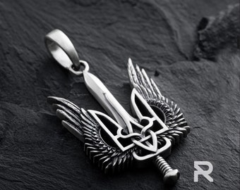 Unique Handcrafted Trident of Ukraine Pendant - Silver Reincarnation Symbol