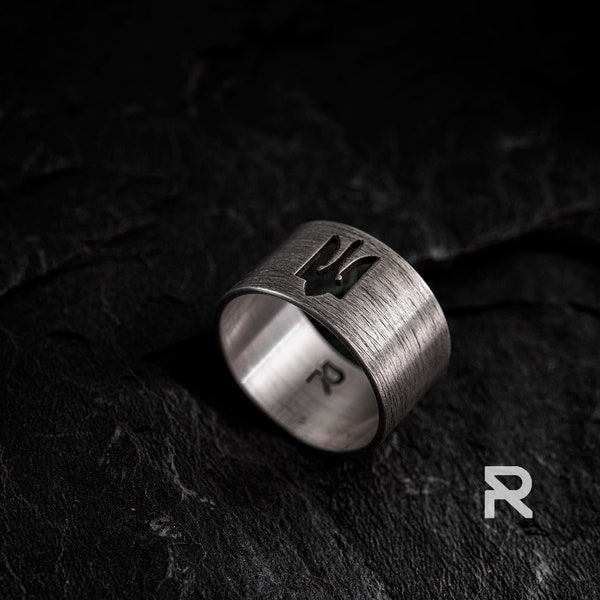 Handmade Silver Ring Trident of Ukraine - Unique Jewelry Gift