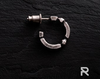 Sterling Silver Mens Hoop Earring: Huggie Style