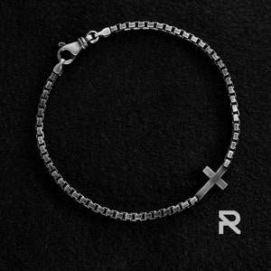CROSS Stijlvolle zilveren herenarmband – Handgemaakte minimalistische zilveren band – Perfect verstelbare zilveren armband voor heren Moderne mode herensieraden
