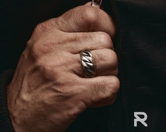 CUBAN Chunky Mens Silver Rings – Heavy Sterling 925 Jewelry, Rugged and Unique Design, Ideal Gift for Him, Perfect for Birthday or Christmas