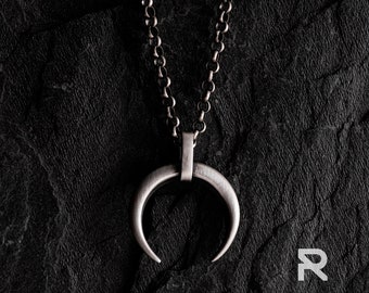 LUNULA PENDANT, SPIRITUAL Pendant, Mystical Pendant, Men&#39;s Silver Pendant Lunula Is A Symbol Of Intuition And Inner Strength