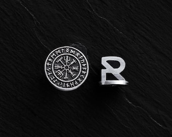 Vegvisir Sterling Silver Stud Earring: Viking Compass, Norse Protection