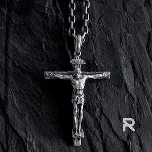 SILVER JESUS PENDANT, Religious Pendant, Silver Cross Of The Crucifixion Of Jesus Christ Spiritual Pendant, Protection Pendant For Mens