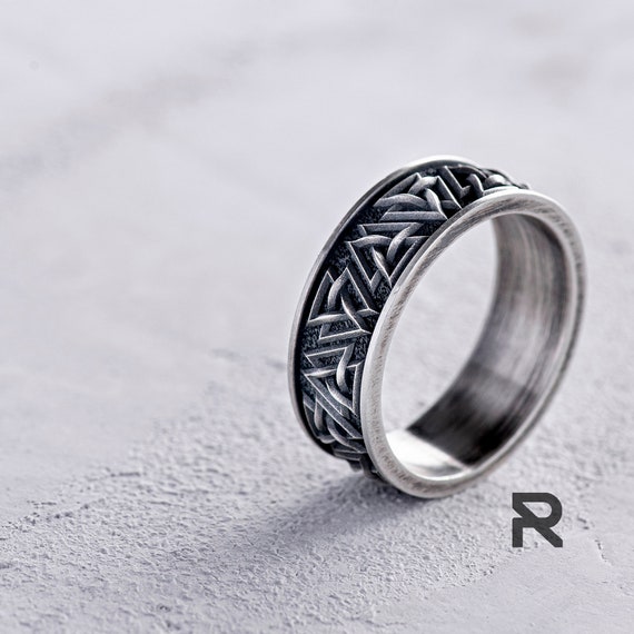 Handcrafted Sterling Silver Valknut Ring: Norse Viking Jewelry