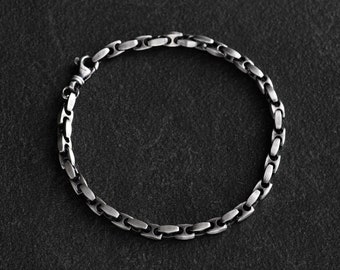Dickes Sterling Silber Armband | Schwere 925er Herrenkette | Robustes Weihnachtsgeschenk