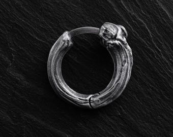 Handcrafted Silver Bone Single Earring: Gothic Anatomical Design