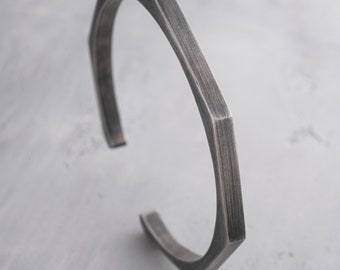 Brazalete de plata esterlina Kraft Design / Pulsera atrevida para hombre / Regalo festivo de fuerza