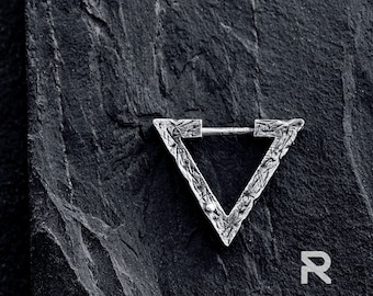 SINGLE EARRING, Silver Earring Men, Triangle Earring, Lightweight Geometric Earring For Mens, Statement Designer Earring Gift For Friends
