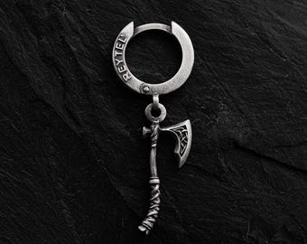 Slavic Thunder God Silver Hoop Earring | Men’s Pagan Mythology Symbol | Ancient Holiday Gift