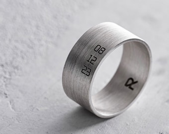 Custom Engraved Sterling Silver Ring: Personalized Name, Date Jewelry