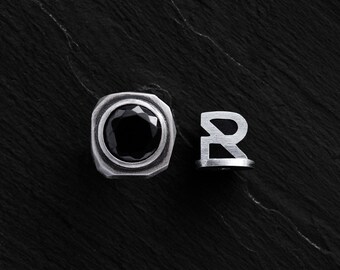 Men’s Silver Single Earring | Akzent Minimalist Design | Handcrafted Contemporary Jewelry | Sleek Modern Statement Piece