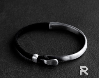 Sterling Silver Cuff Bracelet – Personalized Braided Band, Gift for Him