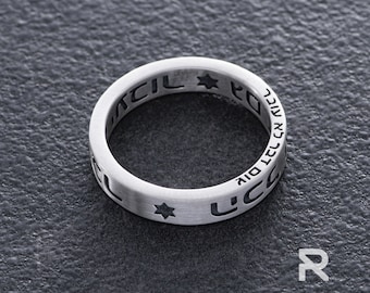 SOLOMON RING, Wide BAND Ring, Gothic Ring, Mens Silver Band, Handmade Sterling Silver Mens Silver Band 1stanniversary Gift
