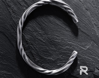 Twisted Sterling Silver Cuff Bracelet - Antique Style Men's Bangle
