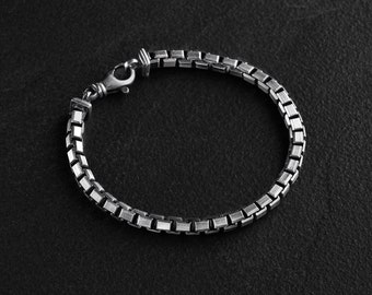 Heavy Chain Sterling Silver Bracelet | Men’s Thick 925 Bangle | Strong Holiday Gift