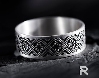 Stunning Silver Ring with Ukrainian Ornament - Handcrafted Jewelry for Unique Style