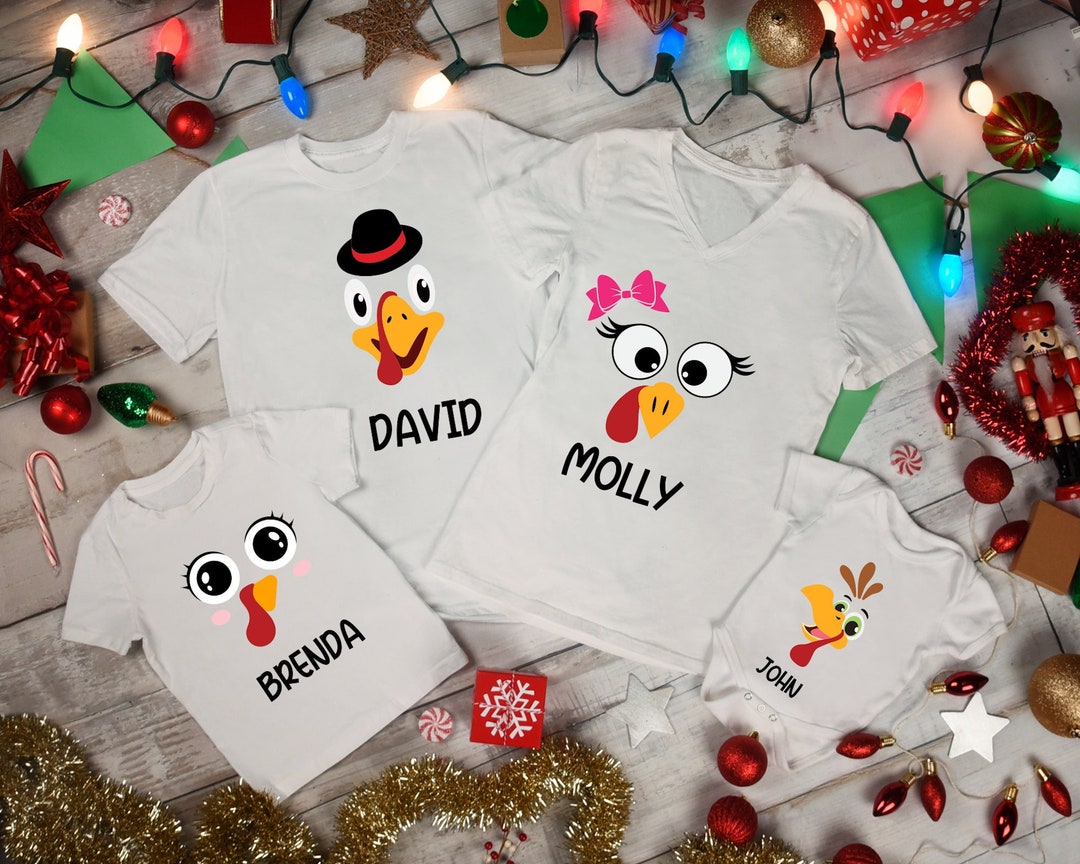 Custom Turkey Face and Name Shirts Thanksgiving Group Shirts Custom ...