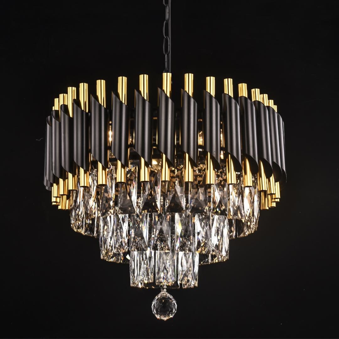Modern Black and Gold Crystal Chandelier - Etsy