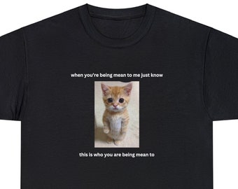 Chemise chat meme drôle, quand vous êtes méchant avec moi, cadeau pour les amoureux de meme Internet, t-shirt confortable unisexe, t-shirt chaton drôle, chemise chat mignon, chat qui pleure 2