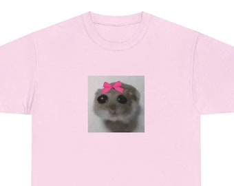 Meme Sad Hamster with Pink Bow Shirt Funny, Literally Me, Internet Meme Gift, Unisex Comfy, Funny Pet T-Shirt, Cute Hamster Shirt, Crying