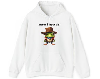 Sudadera con capucha de rana, mamá I Frew Up sudadera con capucha divertida, sudadera con capucha meme, sudadera con capucha de sapo, sudadera con capucha froggy, regalo amante de la rana, unisex, sudadera relajada de gran tamaño